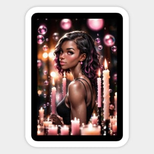 Super Hot Anime Woman of Color with Candles Sticker